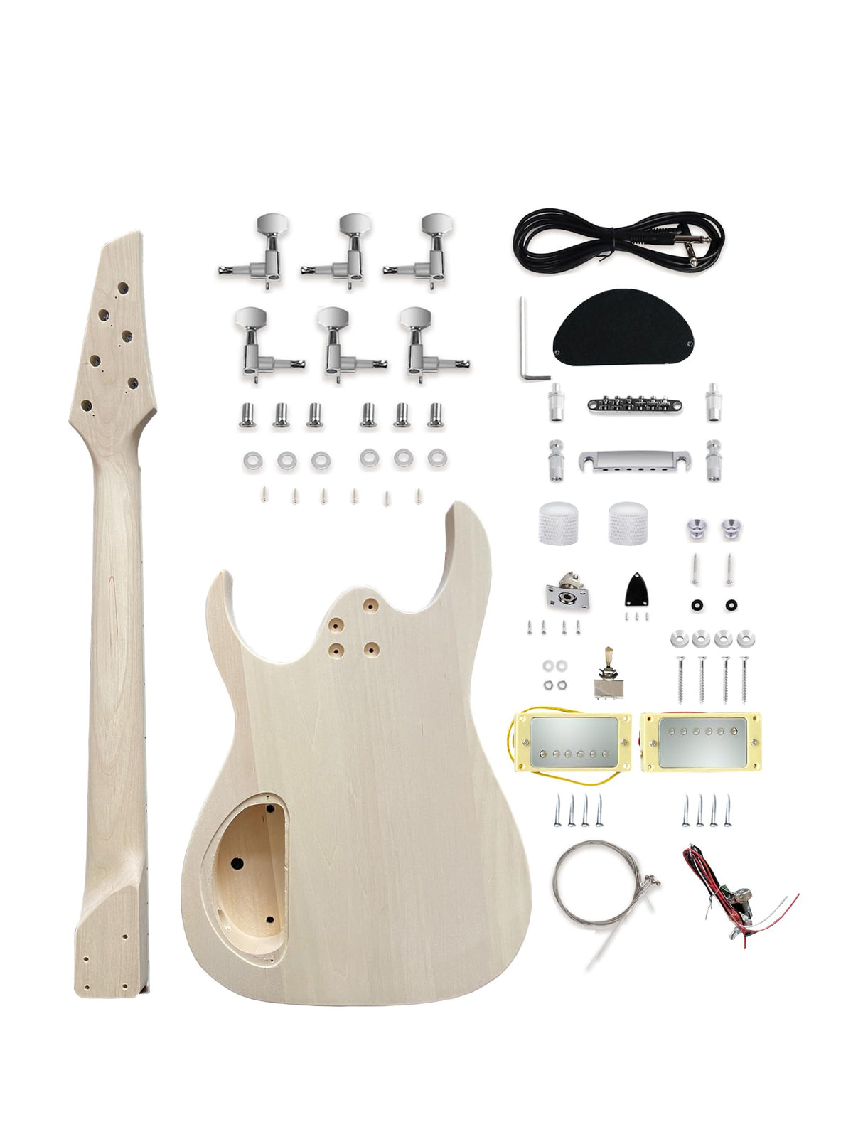 Fistrock DIY Electric Guitar Kit Beginner Kit 6 String Right Handed with Flamed Maple Veneer Top Basswood Body Hard Maple Neck Rosewood Fingerboard Chrome Hardware Build Your Own Guitar. Fistrock