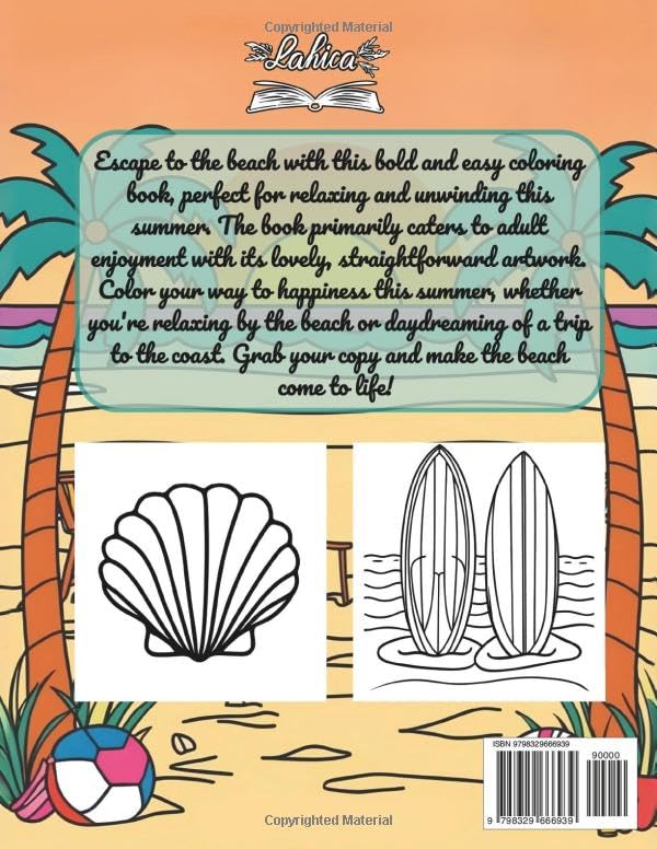 Summer Beach - Coloring Book: Bold and Easy Beautiful images for adults that will help you unwind, relax, and enjoy leisurely moments by the sea WoodArtSupply