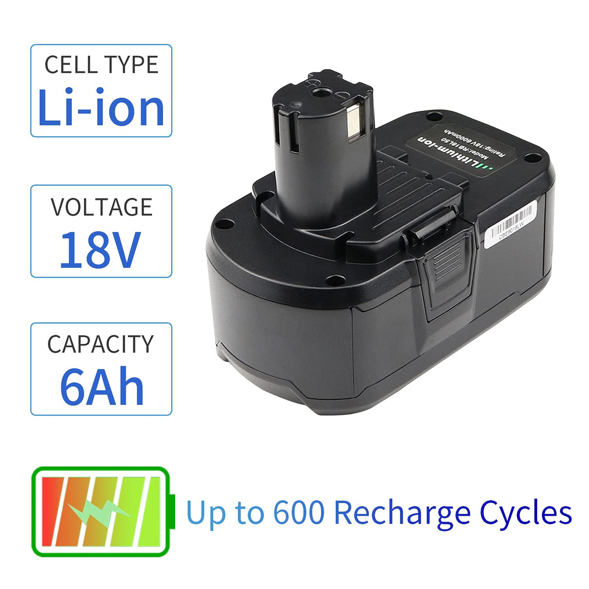 Powerost 18V Battery for Ryobi One+: 18 Volt 6Ah Lithium-ion Replacement for Ryobi One Plus P108 P102 P107 P189 Drill Tools High Performance Battery PBP005 Powerost