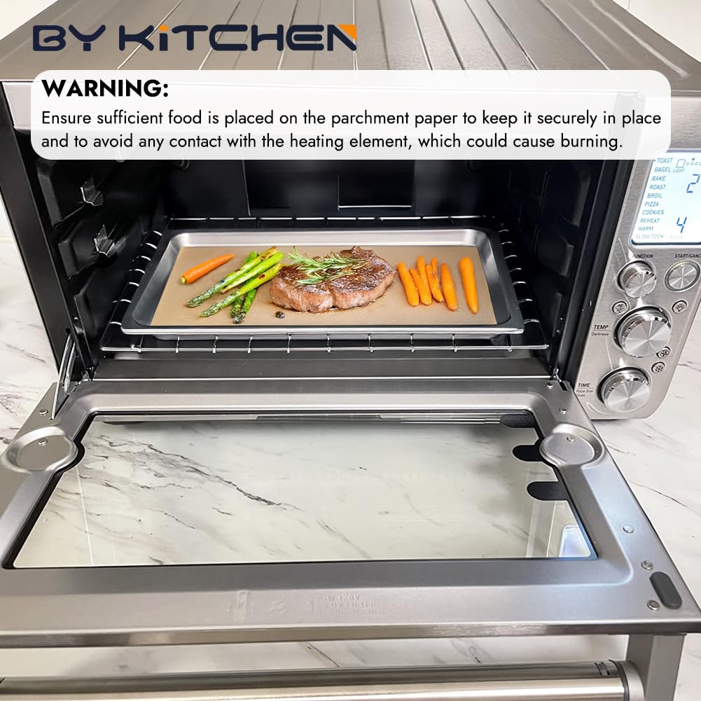 BYKITCHEN 11 x 9in Air Fryer Parchment Paper Sheet Liners Compatible with Breville Smart Oven Air Fryer Pro BOV900BSS/ Cuisinart Air Fryer Toaster Oven, Airfryer Toaster Oven Combo Accessories(120pcs) BYKITCHEN