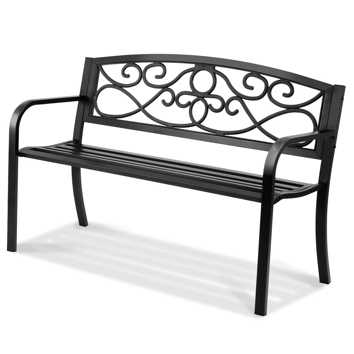 VEVOR Outdoor Bench, 50 inches Metal Garden Bench for Outdoors, 550 lbs Load Capacity Bench, Outdoor Garden Park Bench with Backrest and Armrests, Patio Bench for Garden, Park, Yard, Front Porch VEVOR