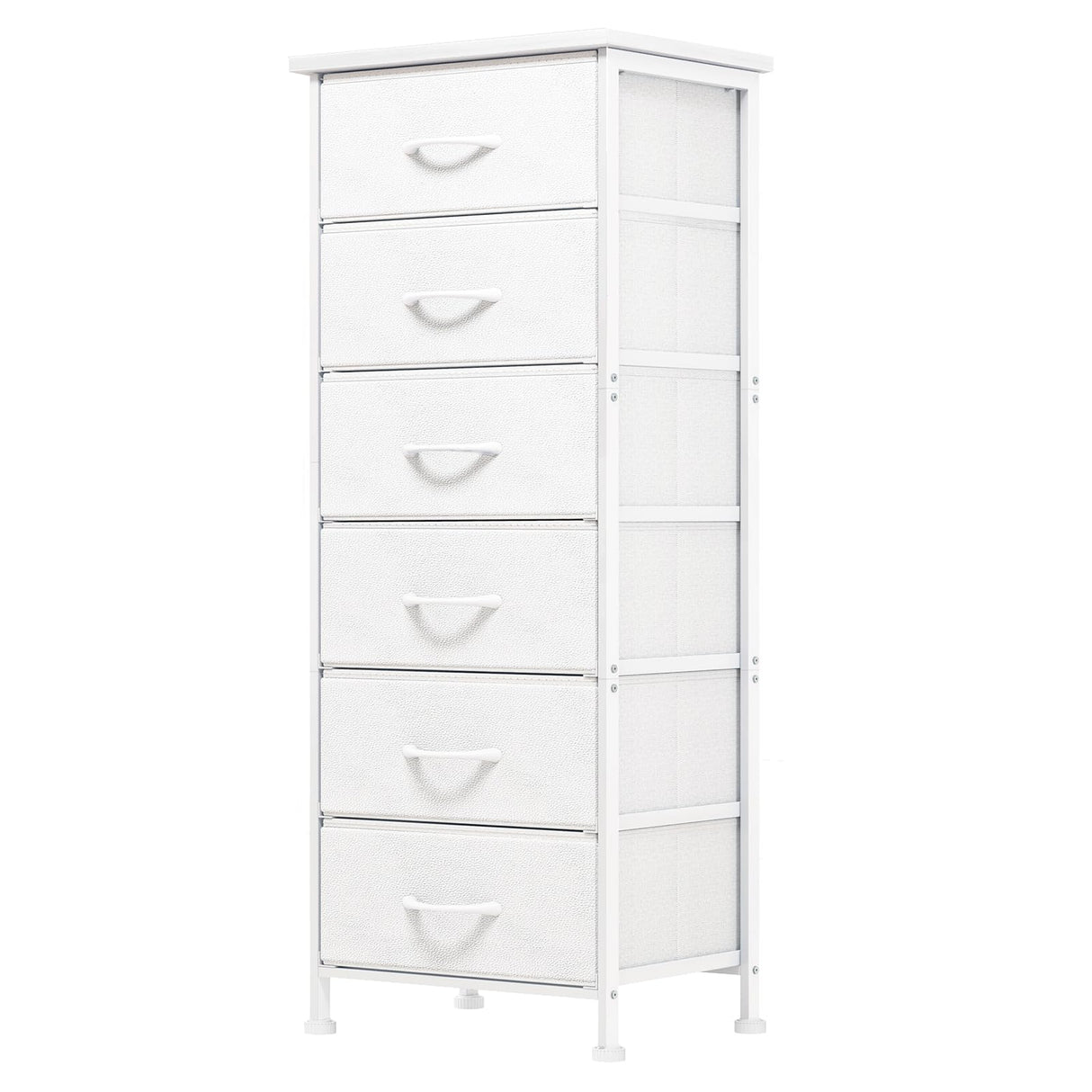 Fixwal White Tall Dresser for Bedroom Closet Organizers and Storage Tall Fabric Dresser with 6 Drawers, Small Clothes Storage Girl Bedroom Furniture Fixwal