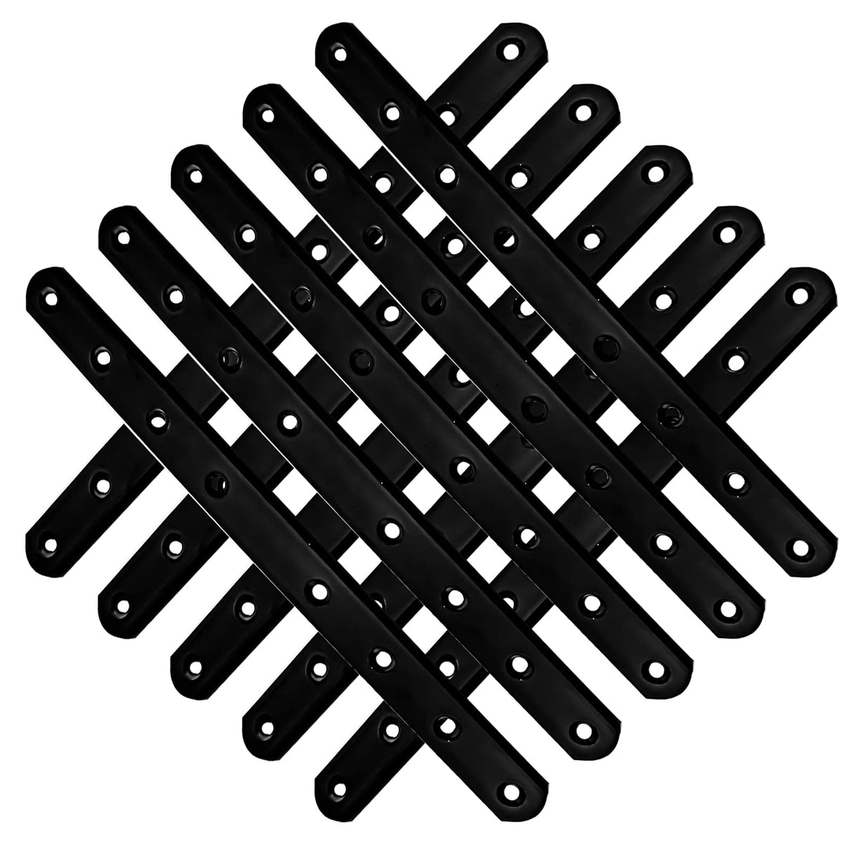 12Pack Straight Brackets Black,10Inch 250MM Mending Plate Metal Brackets for Brace, Heavy Duty Joining Plates for Wood Fence Bookcase Cabinet, Straight Brace Repairing Mending Plates REDOVANT