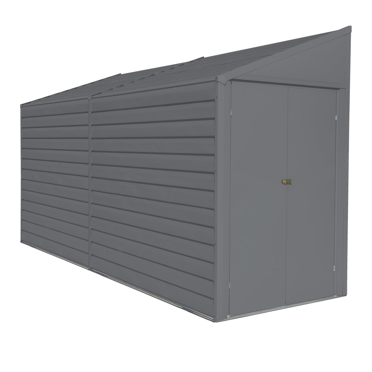Arrow Yardsaver 4' x 10' Galvanized Steel Outdoor Storage Shed with Sloped Roof and Double-Door Entry, UV-Resistant Steel Floorless Compact Storage Shed, Charcoal Arrow