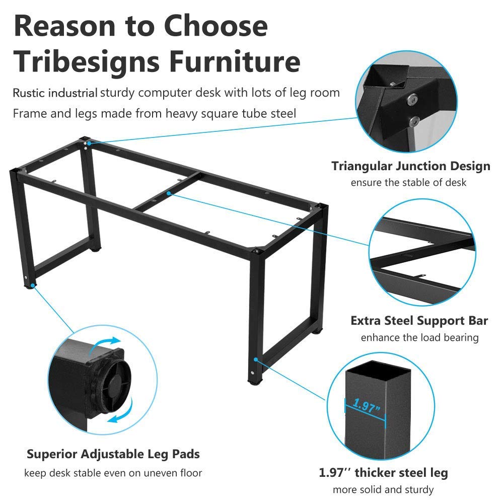 Tribesigns Computer Desk, 55 inch Large Office Desk Computer Table Study Writing Desk Workstation for Home Office, Rustic Brown Tribesigns