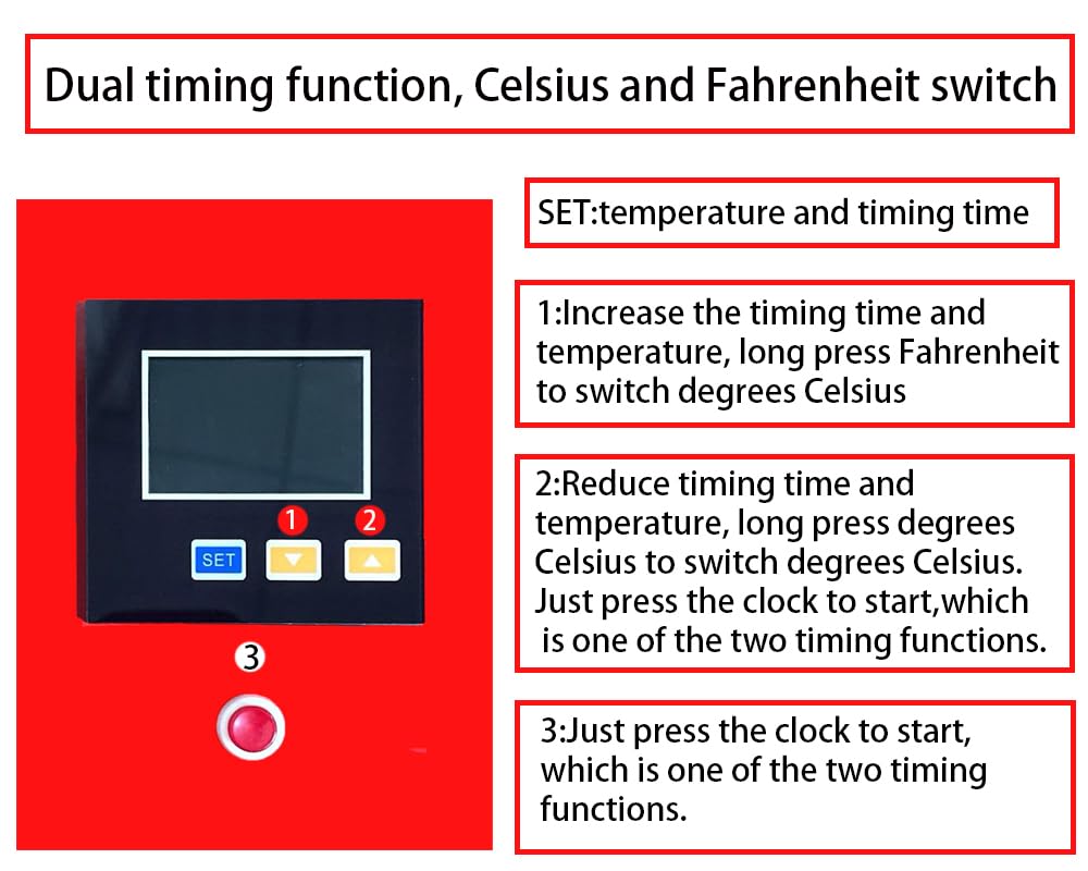 D9A91 5 Ton Portable Hydraulic Heat Press Machine 2.3 x 4.7 Inch Dual Heating Plate, red/black D9A91