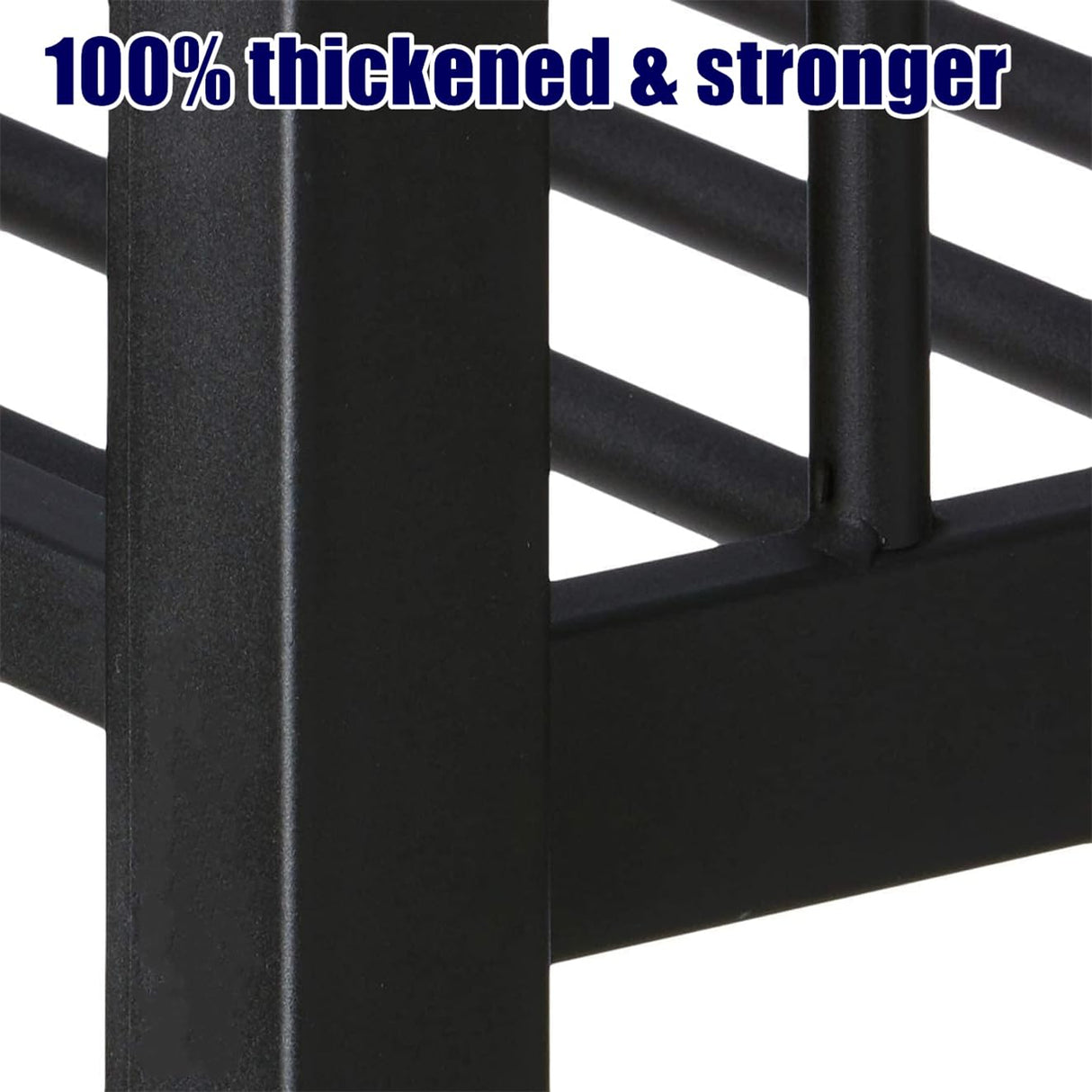 TSAMPA Upgraded Heavy Duty Black Metal Bunk Bed Frame Queen Over Queen Size, Thickened Safer More Stable Bunkbed (Easier to Assemble) TSAMPA