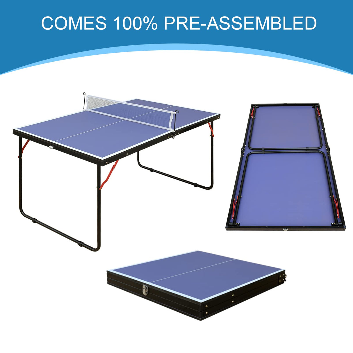 Small Mini Ping Pong Table, Portable Indoor Outdoor Folding Table Tennis Table with 2 Paddles, 3 Balls and Net Generic