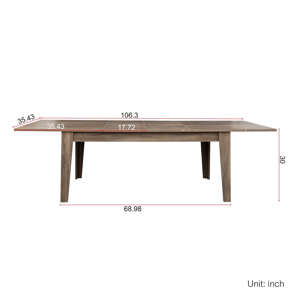 Mcltopz 106.3" Wood Expandable Dining Table for 8-12 Person, Modern Extendable Dining Room Table Large Rectangle Dining Table with Leaf Extension Pedestal Dining Table for Dining Room Kitchen Dark Oak Mcltopz