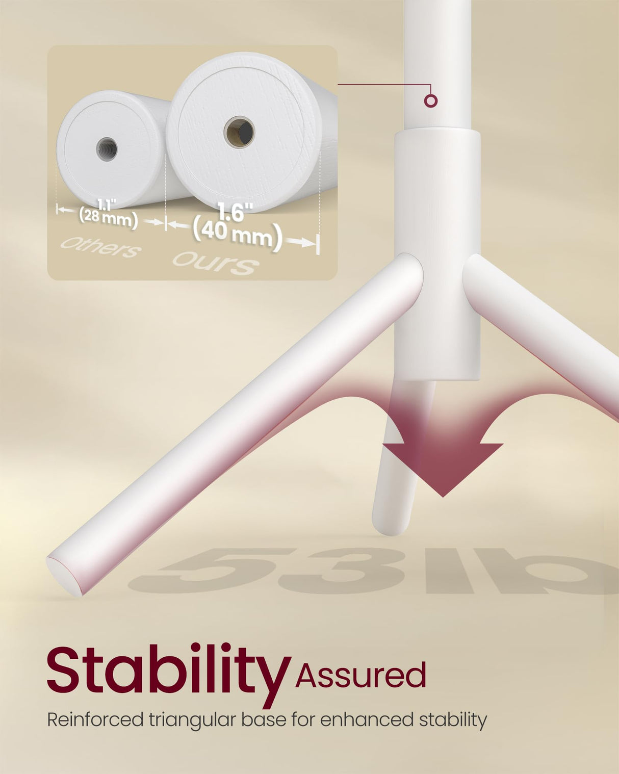 VASAGLE Solid Wood Coat Rack, Free Standing Tree-Shaped Coat Rack with 8 Hooks, 3 Height Options, for Clothes, Hats, Bags, Living Room, Bedroom, Home Office, White URCR04WT VASAGLE