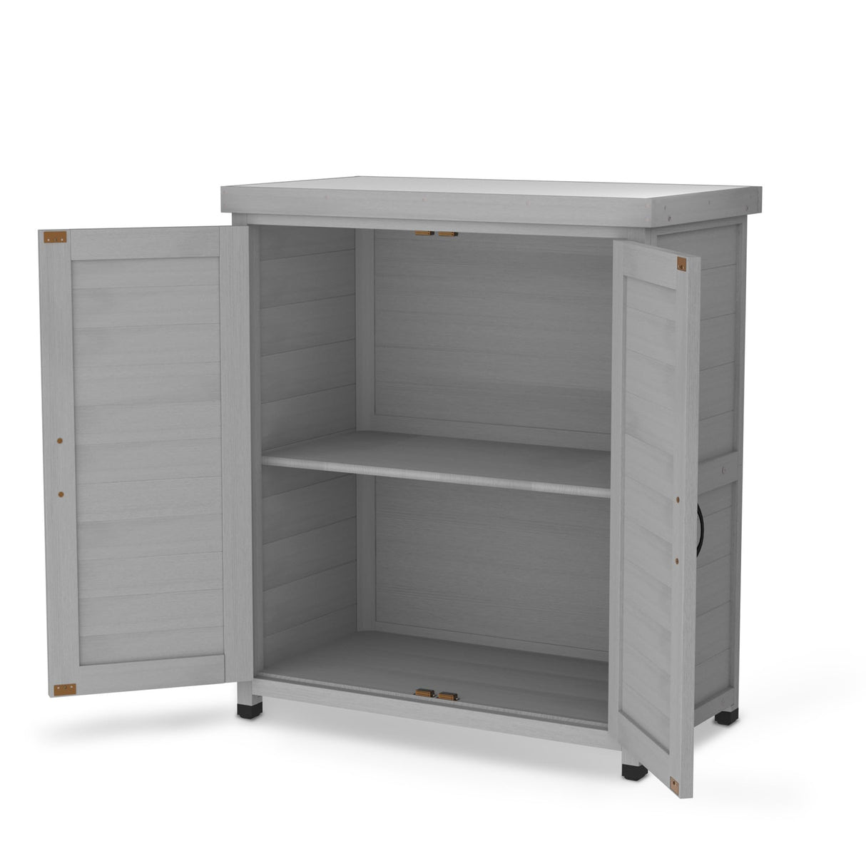 Outdoor Potting Bench Table with Storage Cabinet & Metal Tabletop 36" Tall Cedar Wood Garden Workstation for Patio, Balcony, Porch, Grey cattino