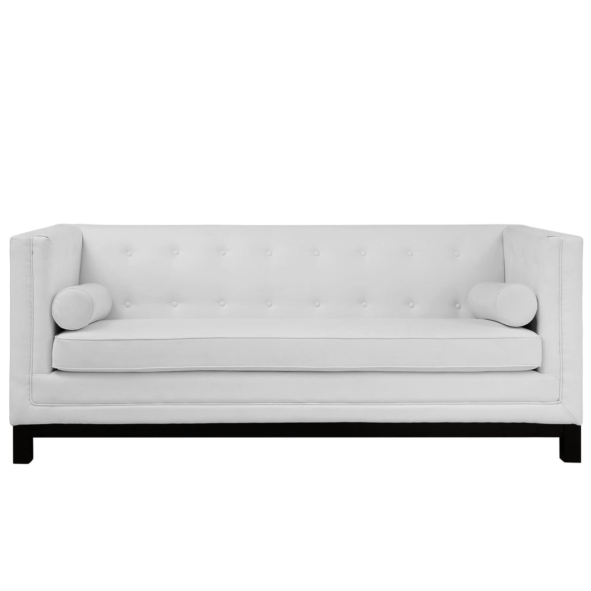 Modway Imperial Modern Bonded Leather Upholstery Sofa with Bolster Pillows in White Modway