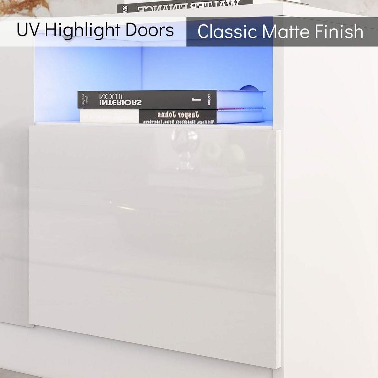 AMERLIFE 80" TV Stand with 40" Electric Fireplace Large Modern Matte Texture Media Entertainment Center with Highlight Storage Cabinet and 12 Colors LED Lights for TVs Up to 90", 80 inches, White AMERLIFE