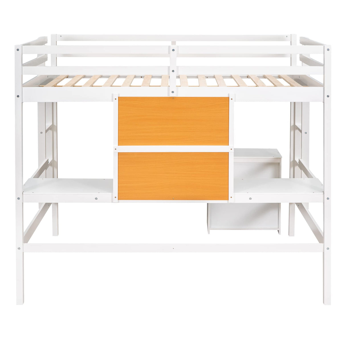 Bellemave Twin Loft Bed with Desk and Storage – Solid Wood Frame in White Bellemave