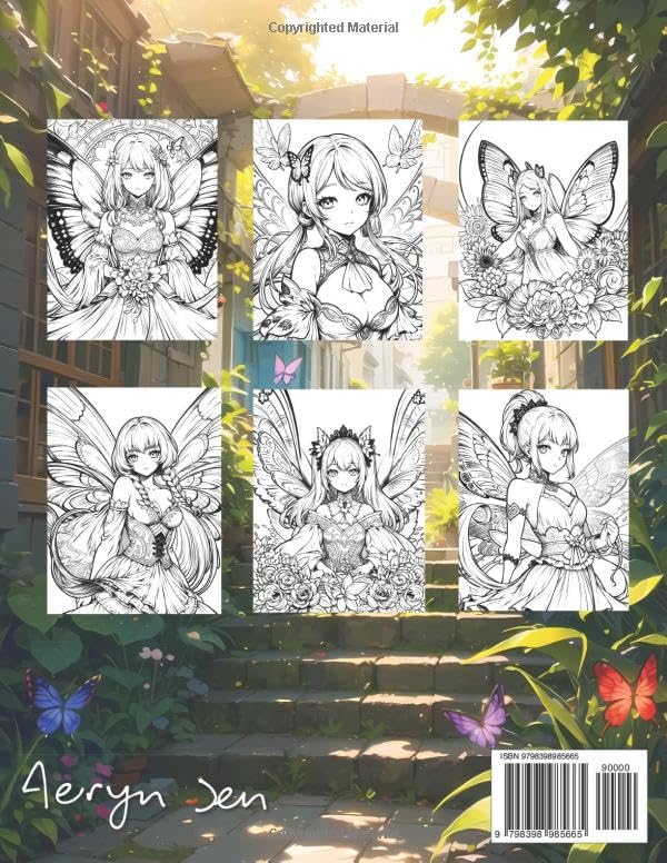 Anime Coloring Book: Fairy Girls: Manga Art & Drawing Enthusiasts Stress Relief WoodArtSupply