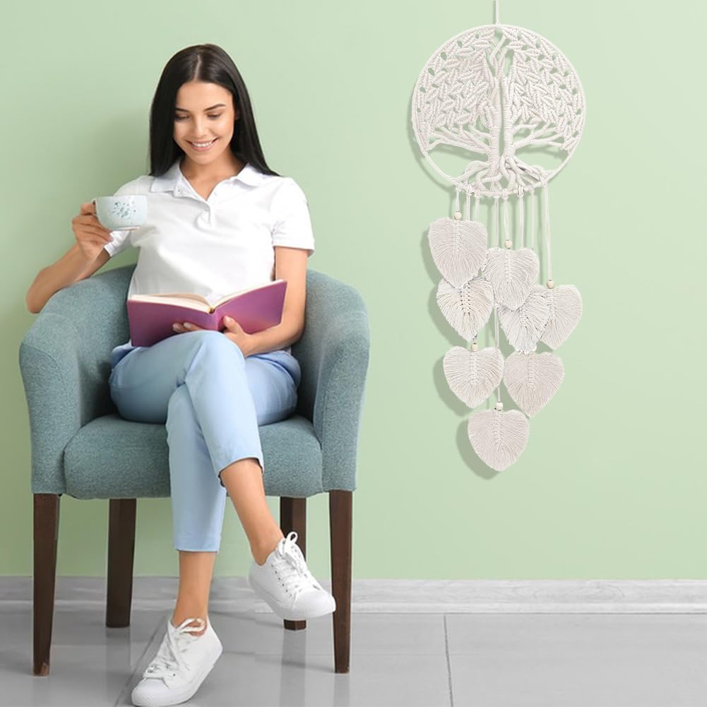 ACRNIGHEET DIY Macrame Kit for Adults Beginners DIY Boho Macrame Leaves Tree of Life Wall Hanging Making Kits with Macrame Supplies Wall Hanging Kit Ornaments for Home Decor Craft Gifts(Beige Series) ACRNIGHEET