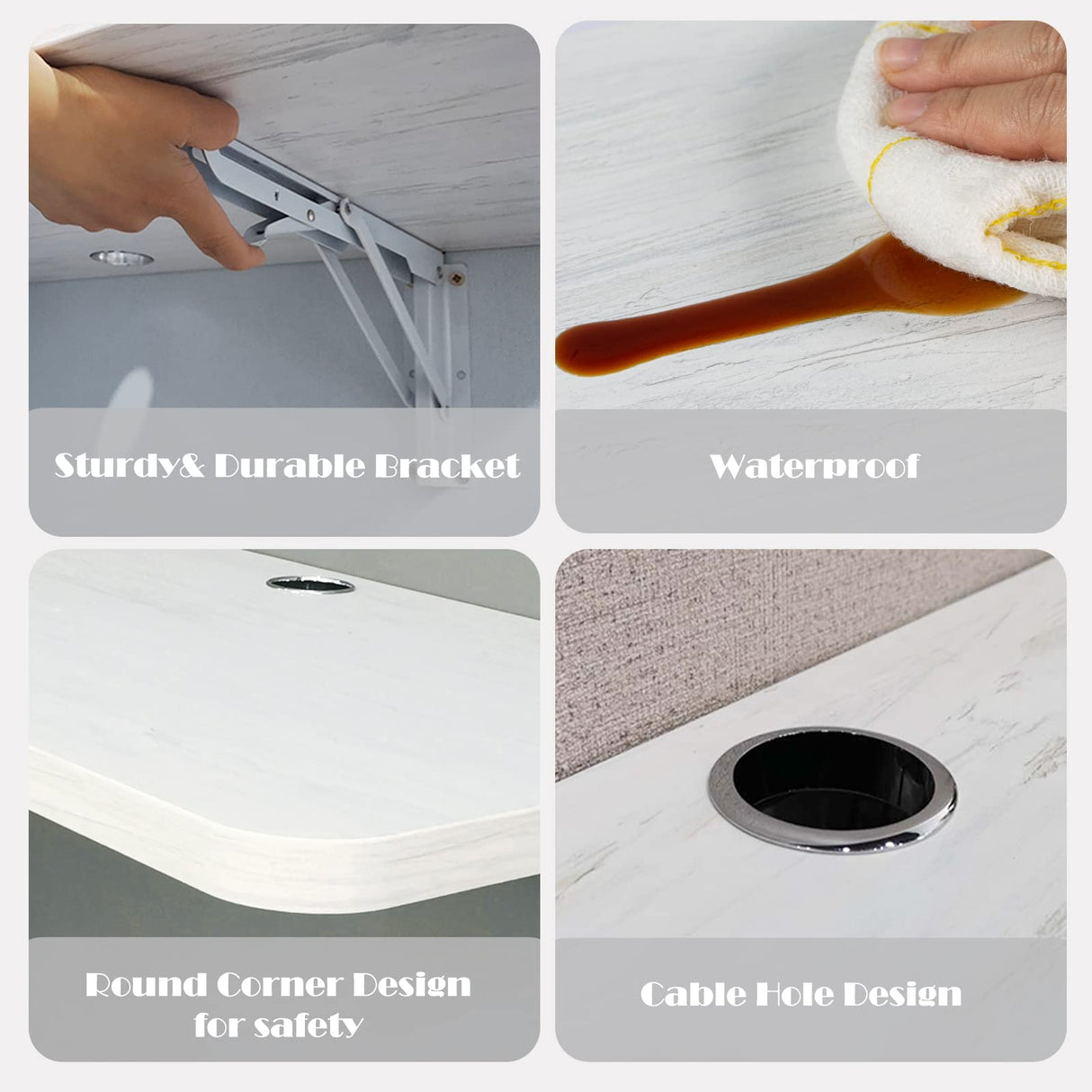 Pmnianhua Wall Mounted Desk,31'' Wall Mounted Drop Leaf Table,Drop Down Table,Folding Table,Fold Down Wall Desk,Floating Desk for Wall Laundry Room Bar Home Office Small Space(White) Pmnianhua