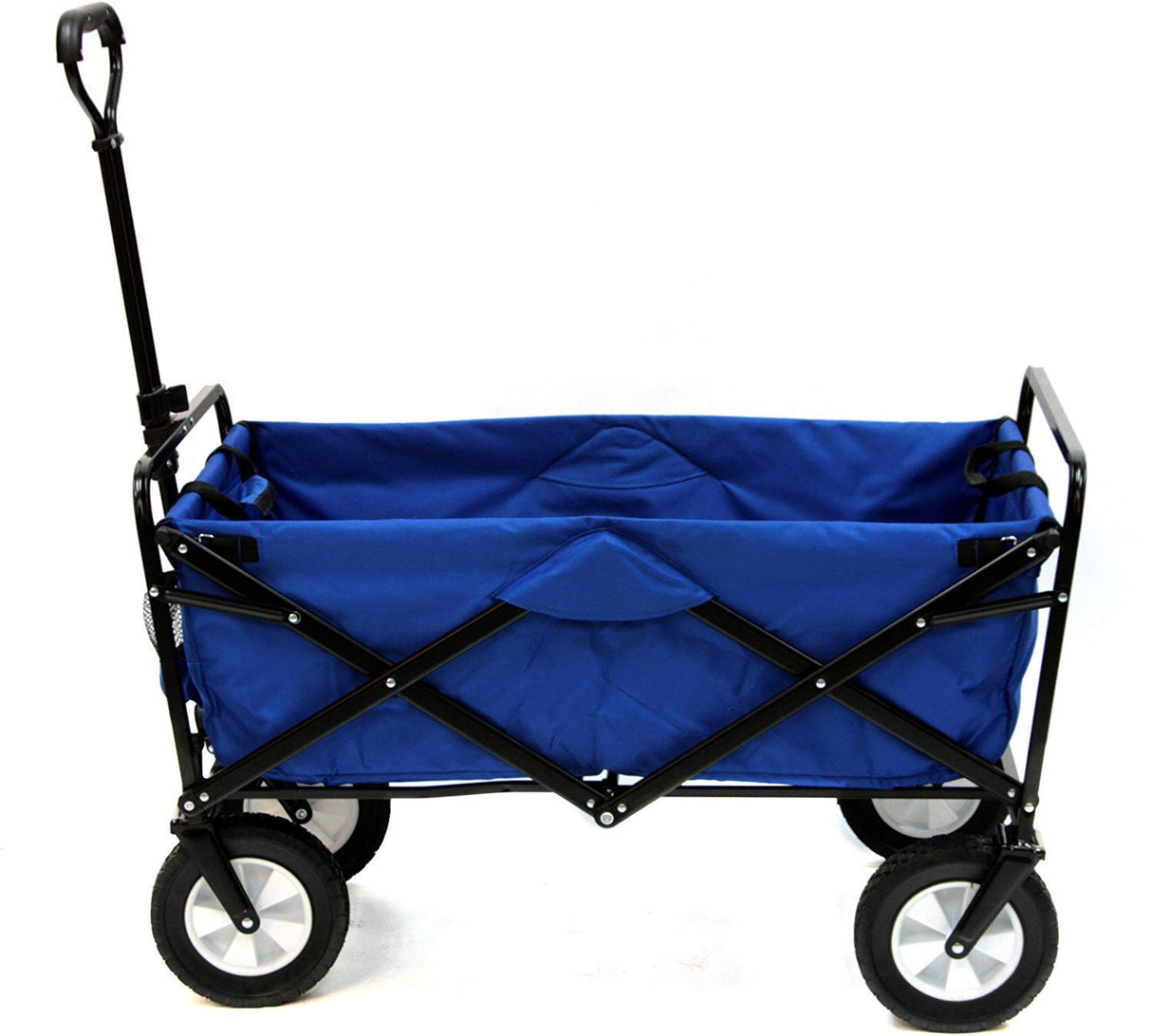 Mac Sports Heavy Duty Steel Frame Collapsible Folding 150 Pound Capacity Outdoor Camping Garden Utility Wagon Yard Cart, Blue MAC SPORTS