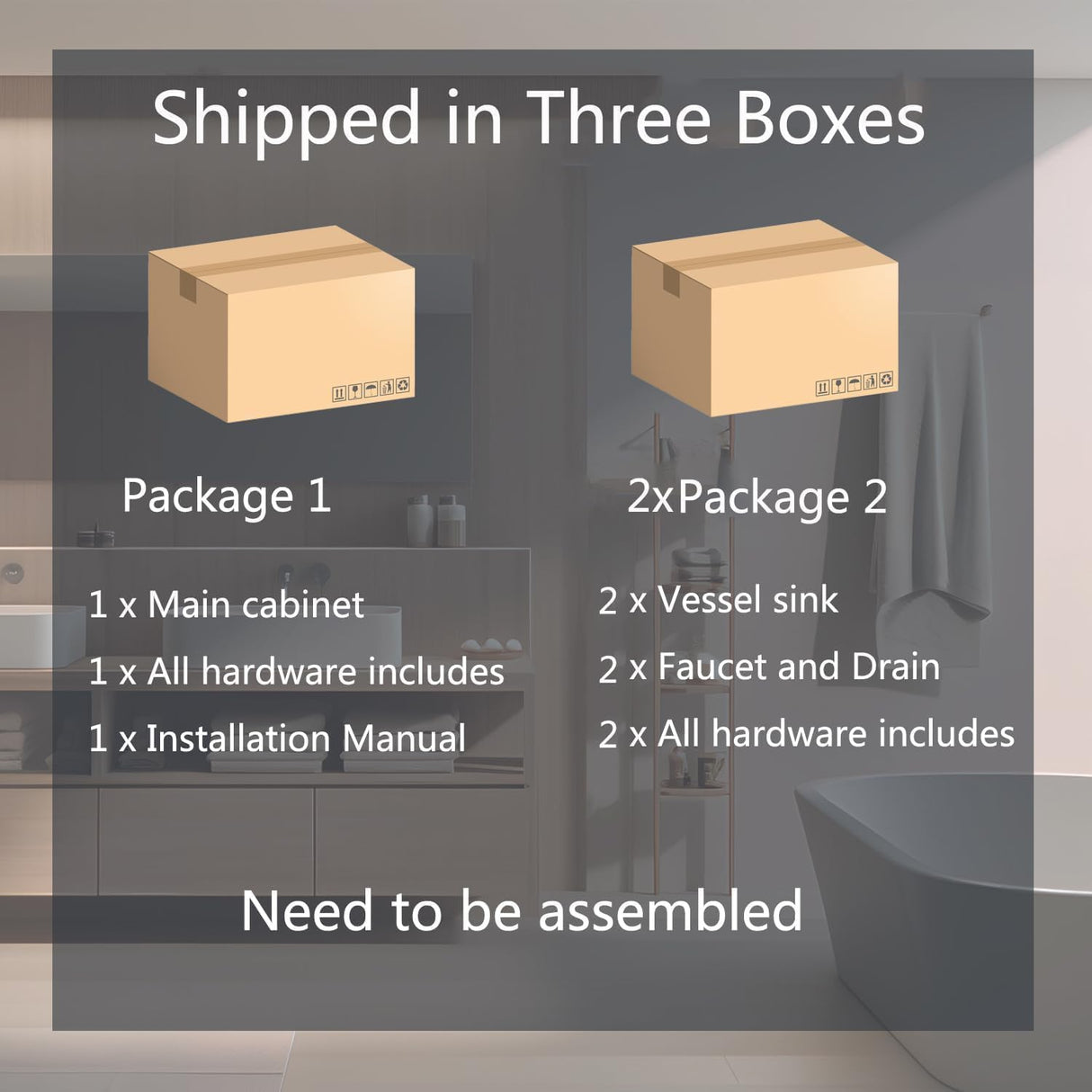 SOLIDEE 48" Barn Door Bathroom Vanity with 6 Drawers, Farmhouse Style Standing Pedestal Cabinet with Two Bluish Gray Glass Vessel Sinks SOLIDEE