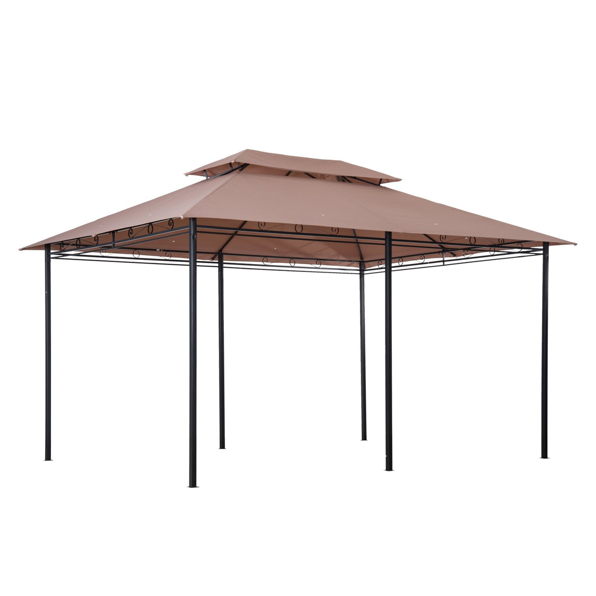 Outsunny 10' x 13' Patio Gazebo, Outdoor Gazebo Canopy Shelter with Curtains, Vented Roof, Steel Frame for Garden, Lawn, Backyard and Deck, Khaki Outsunny