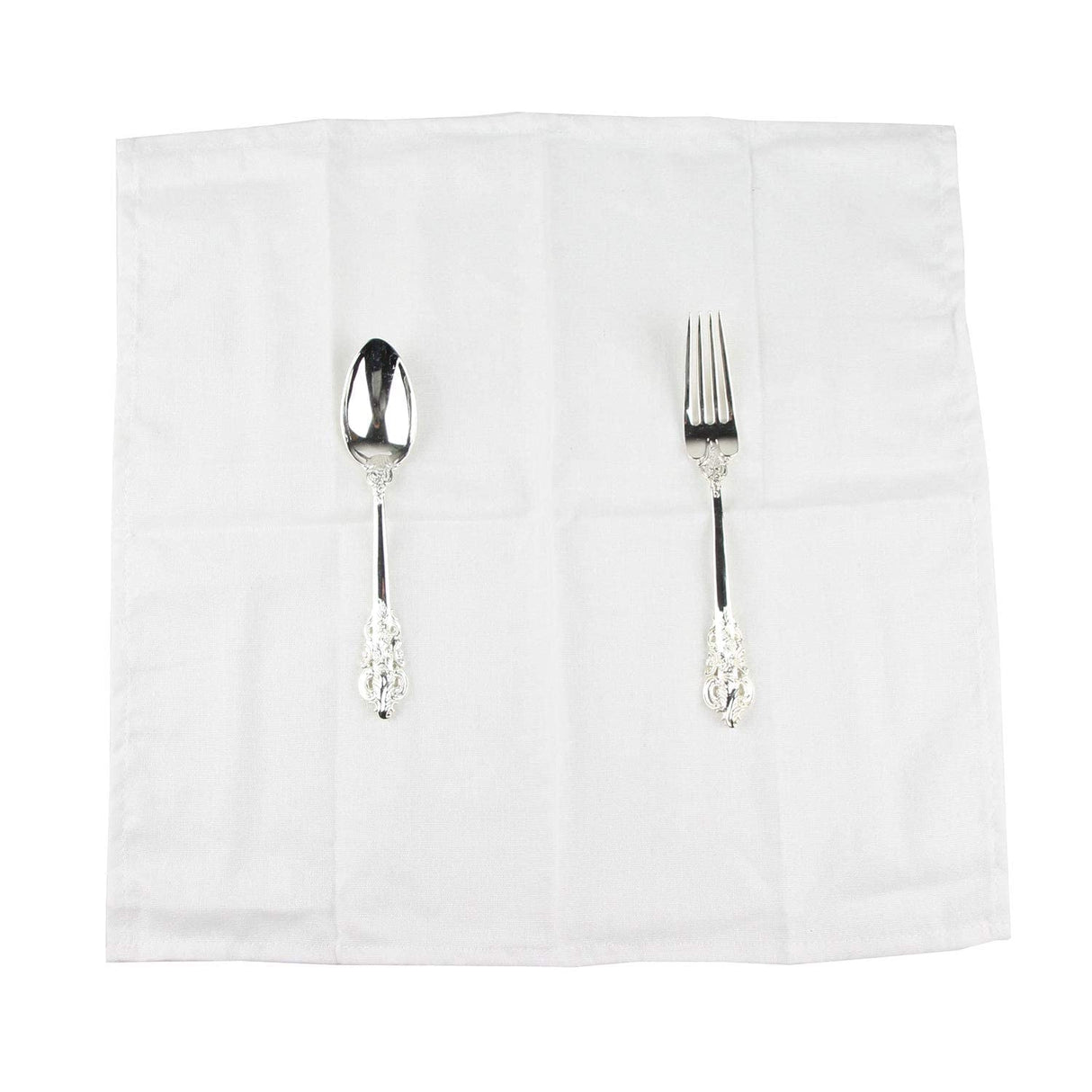 INFEI Solid Color Cotton Linen Blended Thin Dinner Cloth Napkins - Set of 12 (40 x 40 cm) - for Events & Home Use (White) INFEI