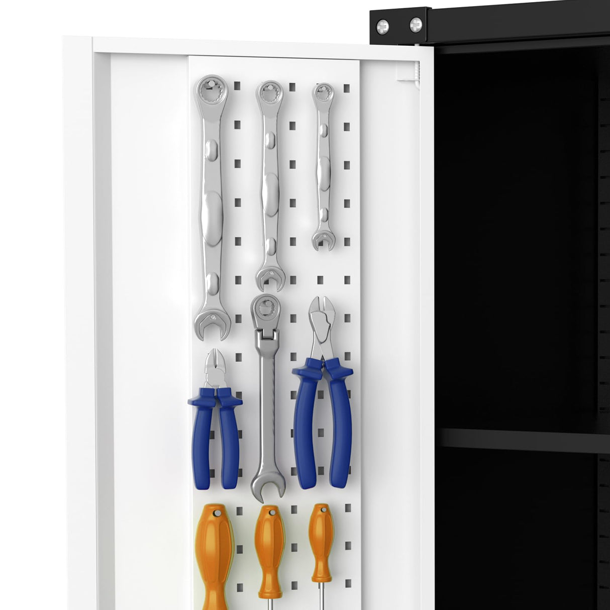 GarveeHome 72 in Steel Rolling Tool Cabinet with Lock | Heavy-Duty Garage Storage w/ 4 Adjustable Shelves & Pegboard | Industrial Organizer for Workshop Home GarveeHome