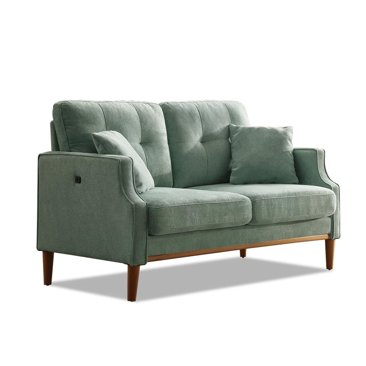 SoarTalent 56.7" Loveseat Sofa Small Couch Fabric Upholstered 2-Seat Sofa with USB Port for Small Place, Apartment, Living Room,Office(Mint Green) SoarTalent