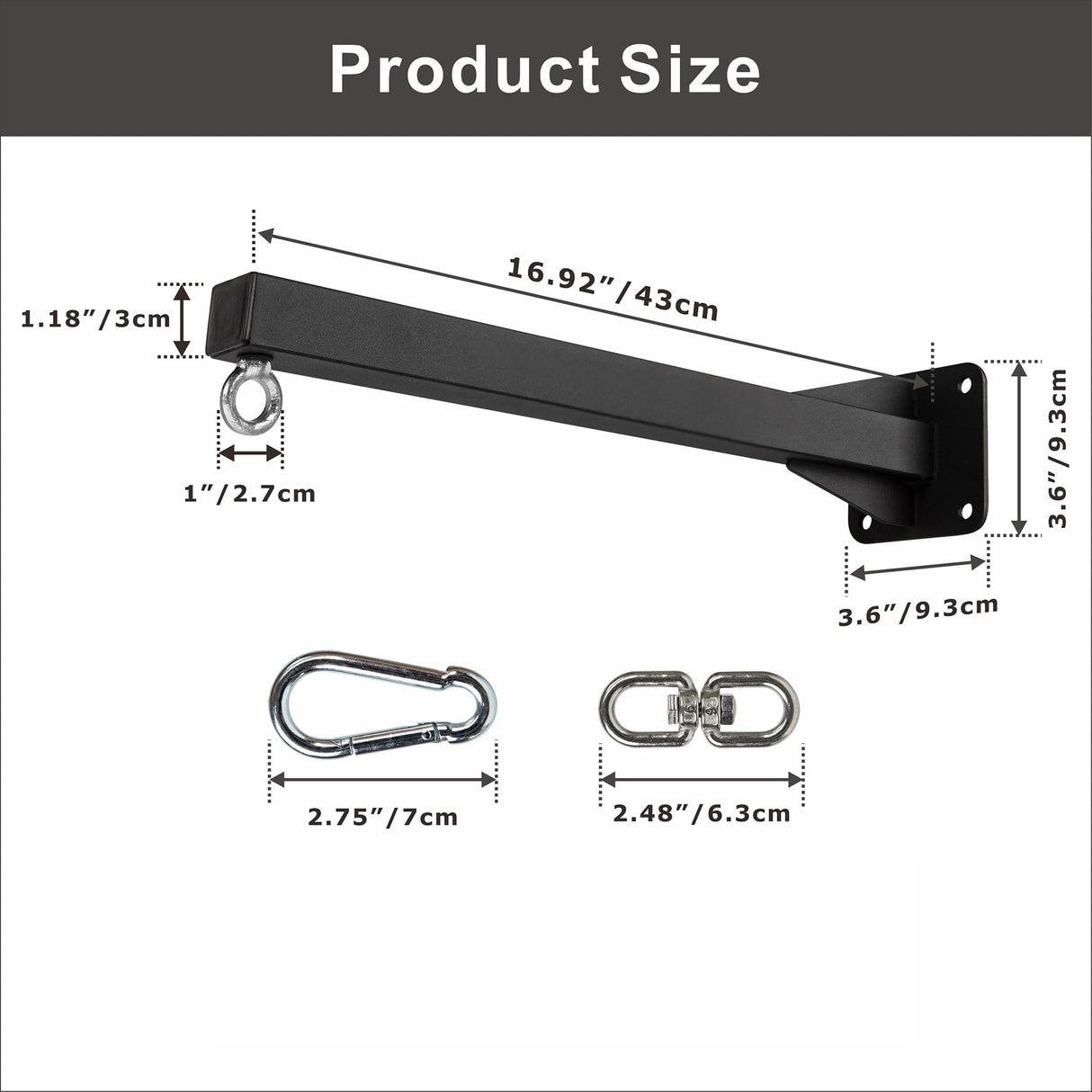 YZZHAJ Heavy Punching Bag Wall Mount Hanger,Heavy-Duty Boxing Bag Bracket,Punching Bag Mount Stand for Muay Thai and MMA Training, 360 Rotation Swivel Hook Matte Black YZZHAJ