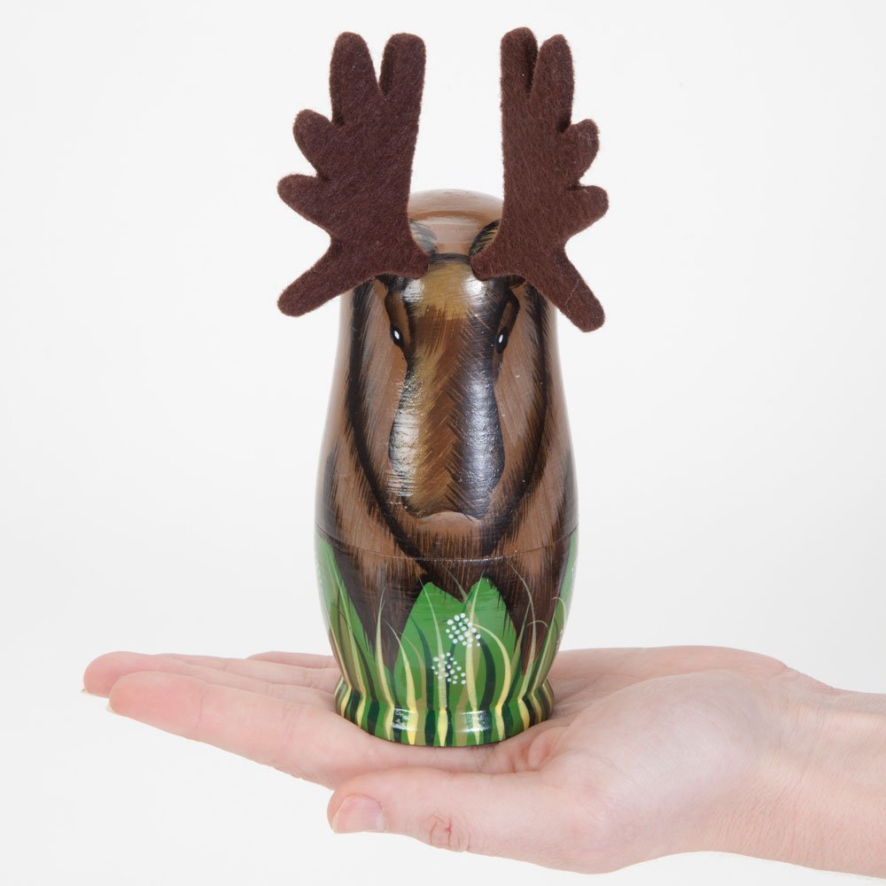 Bits and Pieces - "Woody and Friends" American Woodland Creatures Nesting Dolls - Hand Painted Wooden Animal Figurines - Set of 5 Bits and Pieces