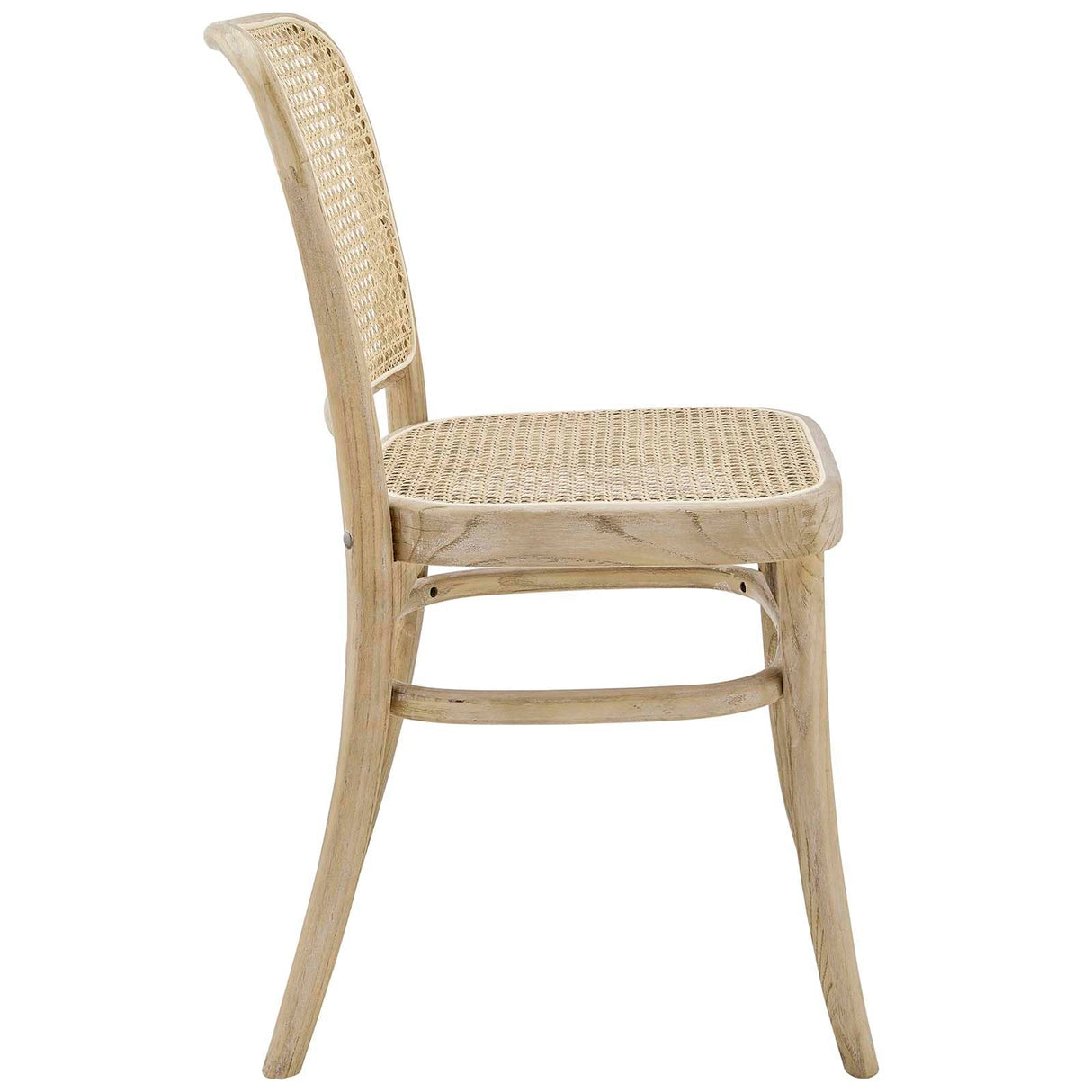 Modway Winona Elm Wood Cane Rattan Seat, Dining Side Chair, Gray Modway