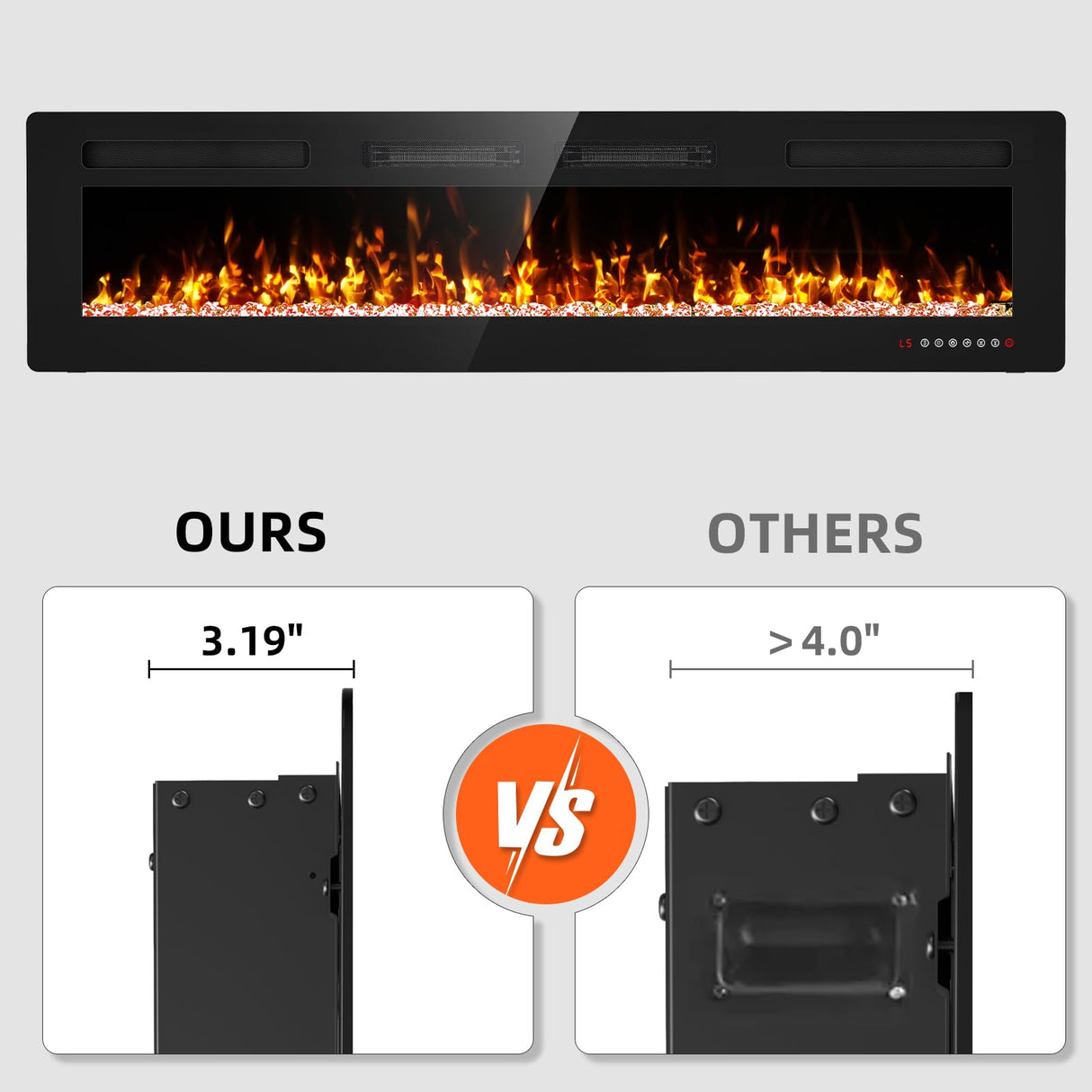 Eueiriup 72” Recessed and Wall Mounted Fire Places Electric Fireplace with Remote Control, Toucn Screen Eueiriup