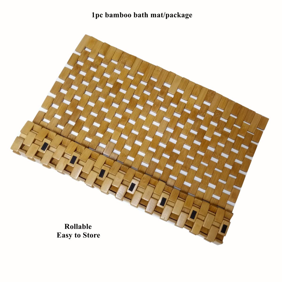 HJJKKH Bath Mat 23.6X23.6 inches, Square Natural Bathroom Rug, Non Slip Foldable Floor Shower Mat for Bathroom, Bathtub, Shower, Sauna, Hot Tub, Rayon Derived from Bamboo HJJKKH