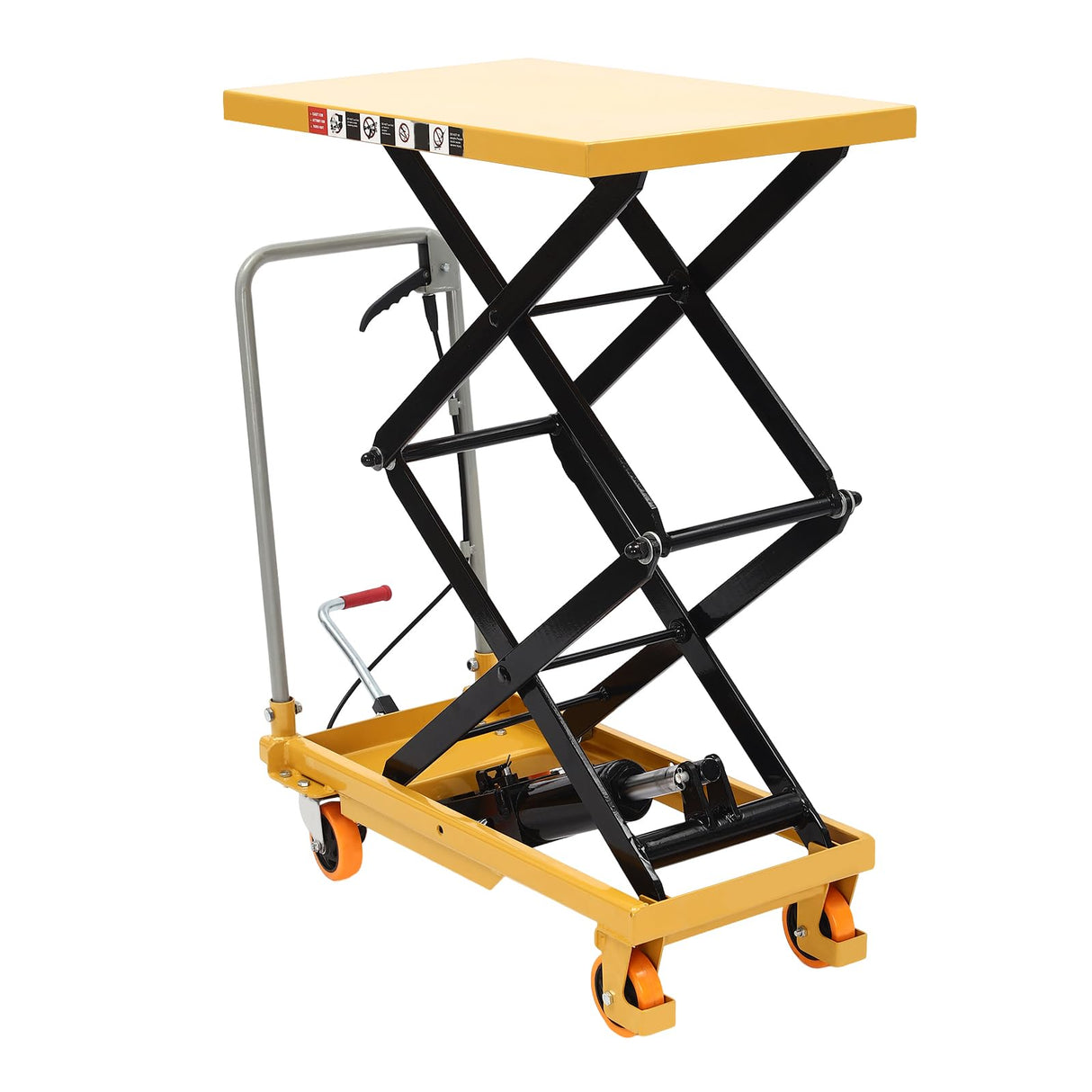 770lbs Double Scissor Hydraulic Lift Table Cart with 4 Wheels for Material Handling and Transportation, 51" Max. Lift Height Hydraulic Scissor Lift Table LOYALHEARTDY