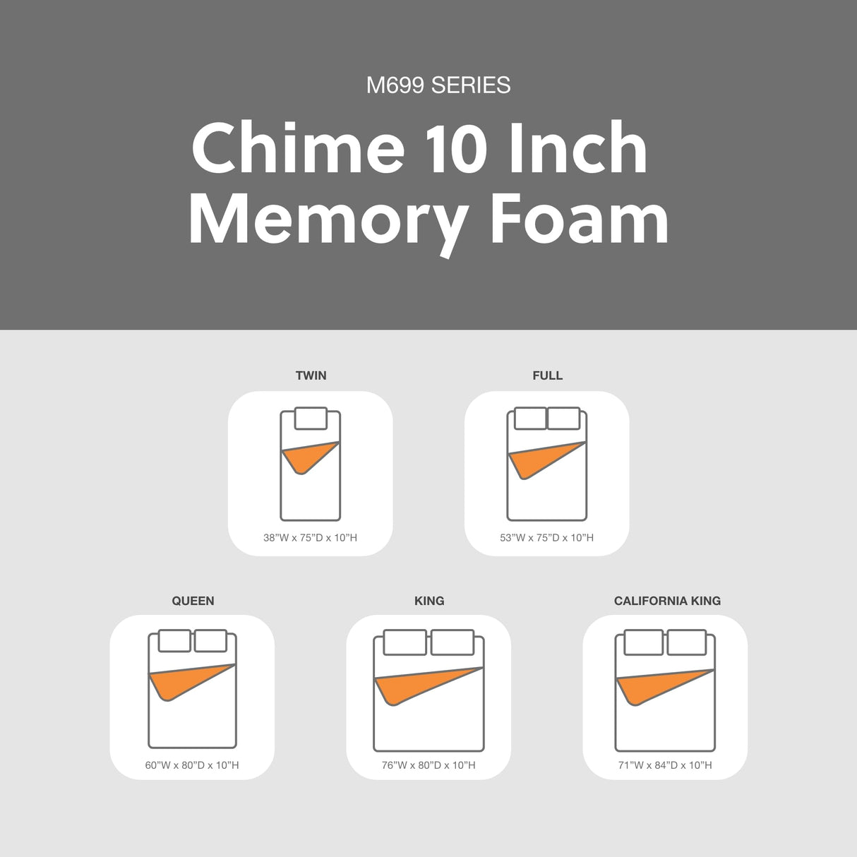 Signature Design by Ashley California King Size Chime 10 Inch Medium Firm Memory Foam Mattress with Green Tea & Charcoal Gel Signature Design by Ashley