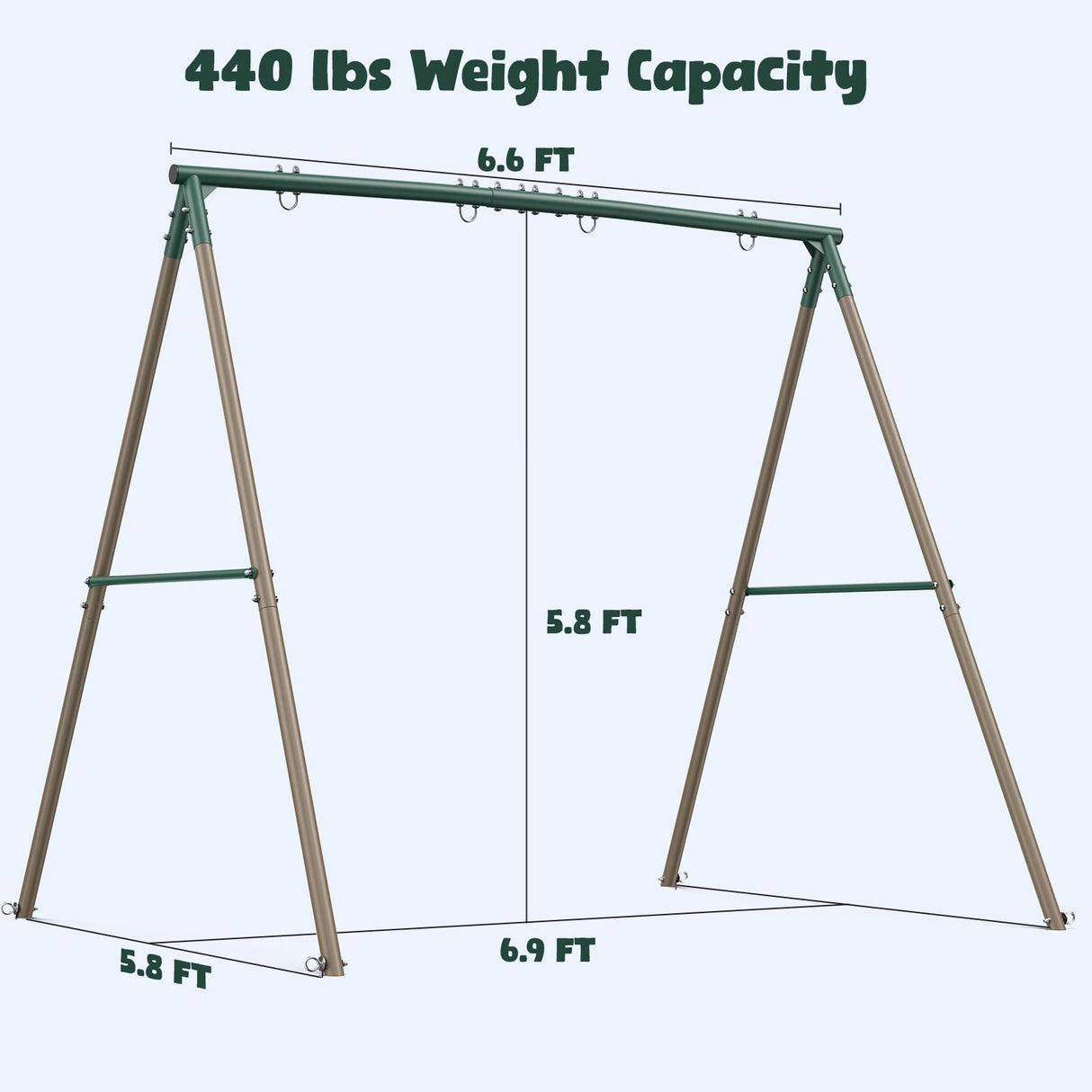 Hapfan Swing Sets for Backyard with 45" Platform Swing and Belt Swing, 440 lbs Swingset Outdoor for Kids, Outdoor Play Equipment Hapfan