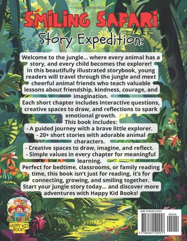 Smiling Safari, Story Expedition: An interactive jungle storybook with animal adventures, values, and coloring activities for kids aged 2 to 6 WoodArtSupply