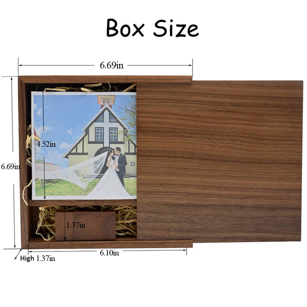 32GB Wood USB 2.0 Flash Drive with Custom Logo Laser Engrave Wooden USB Memory Stick Thumb Drivers with Album Box for Wedding/Photography/Parents YZYUN