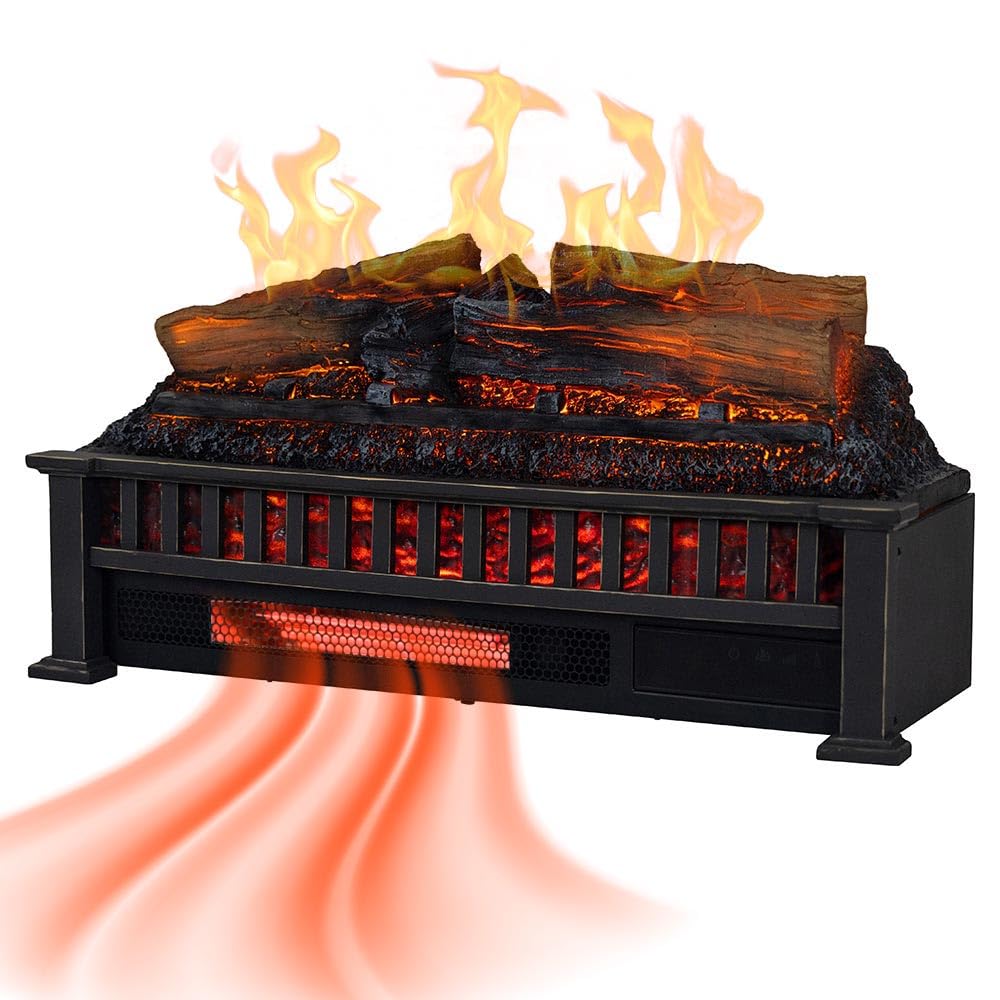 Country Living 27 inch Electric Log Set | 1000 Sq Ft Heater - Log Insert with Infrared Flames | Control with Remote, Alexa or Google Country Living