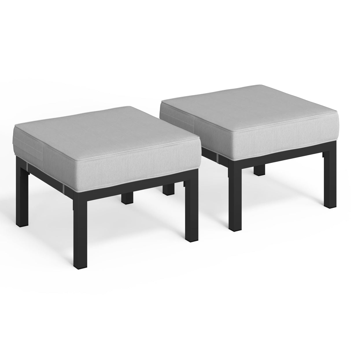 Solaste Outdoor Footstools Patio Ottoman Set of 2, Aluminum All-Weather Outdoor Footrest Seat with Removable Cushions, Patio Furniture Ottomans for Garden, Backyard, Poolside-Grey Solaste