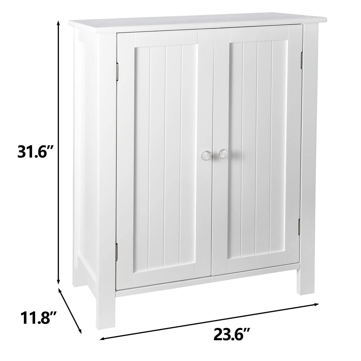 ZENY Bathroom Floor Storage Cabinet with Double Door + Adjustable Shelf, Wooden Organizer Cabinet for Living Room, Bathroom, Bedroom, Modern Home Furniture (White) ZENY