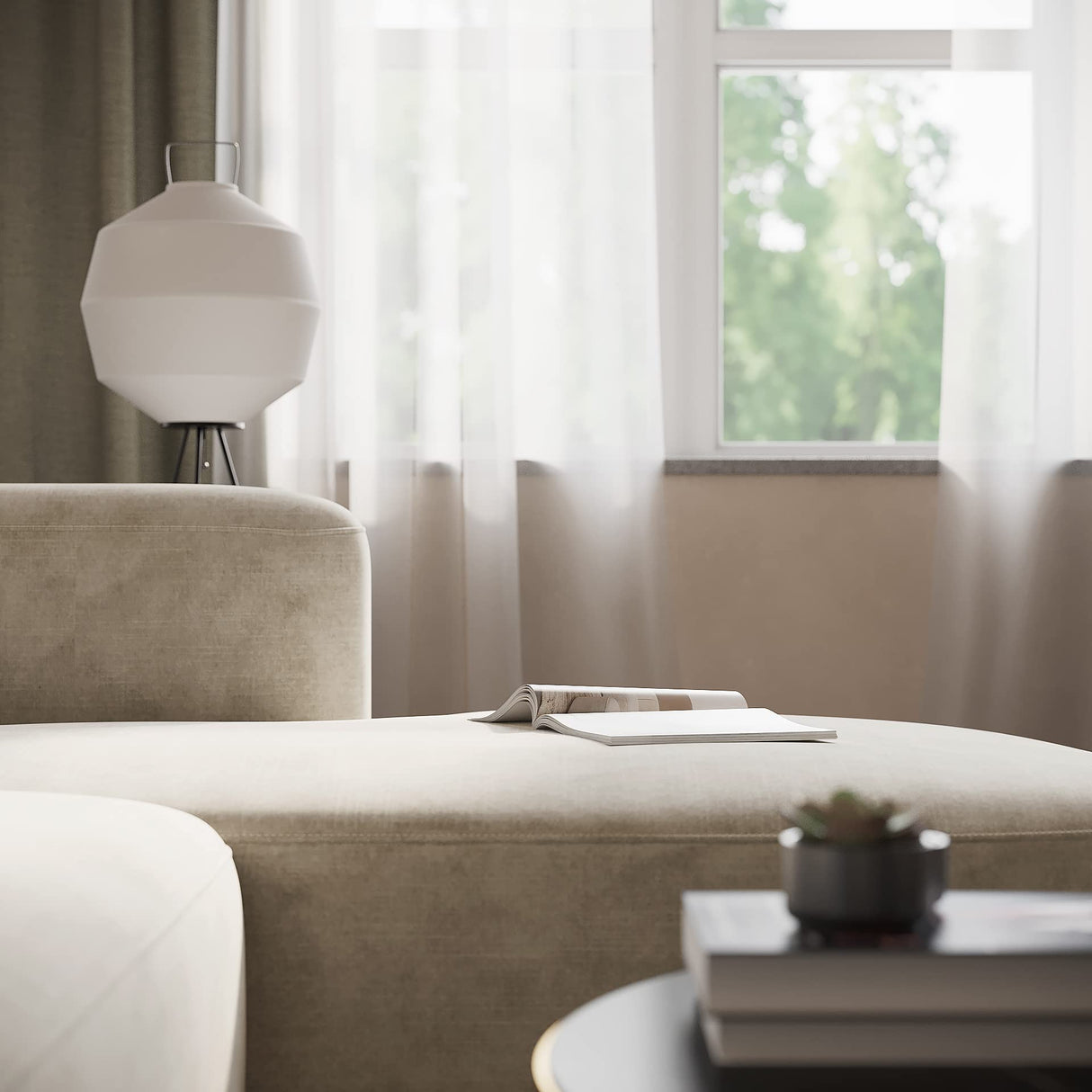 Acanva Luxury Modern Tight Curved Back Velvet Sofa, Minimalist Style Comfy Couch for Living Room Apartment, L-Shaped Sectional with Left Chaise, Cream Acanva