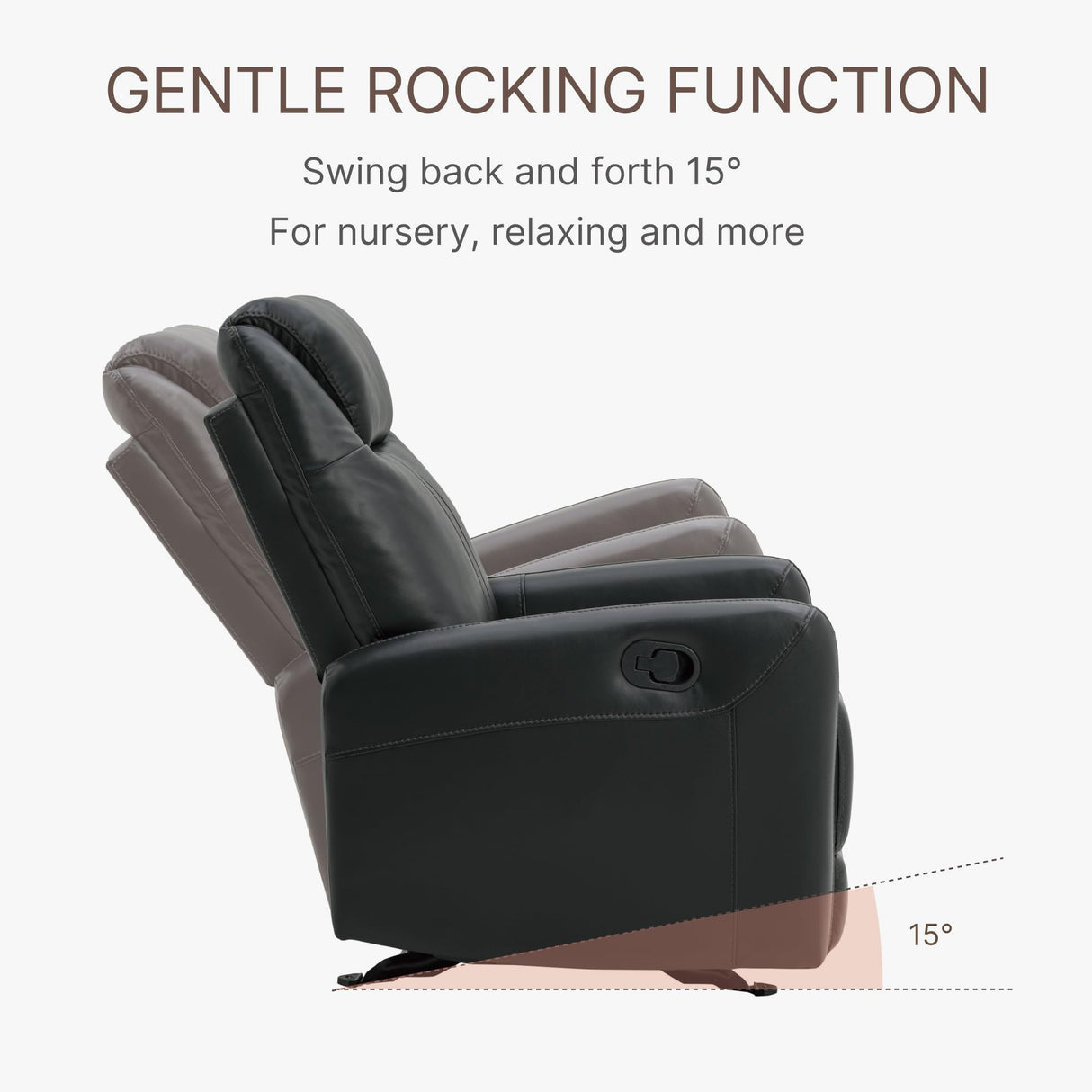 KISLOT Leather Recliner Chair, Manual Reclining Chair Glider Recliner with Adjustable Backrest/Footrest & Comfortable Armrest for Living Room Bedroom Home Theater Seating KISLOT