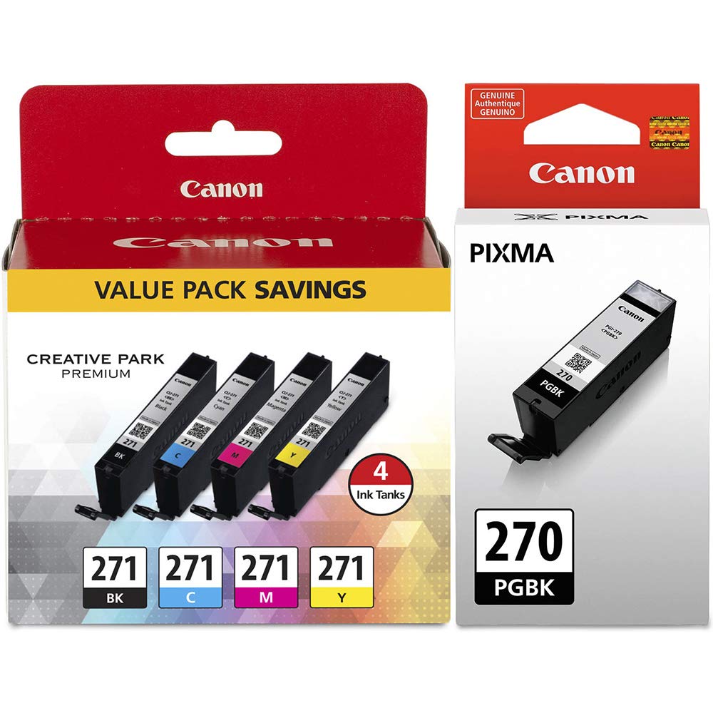 Canon PGI-270 Pigment Black Ink Tank CLI-271 CMYK Ink Tank 4-Pack Canon