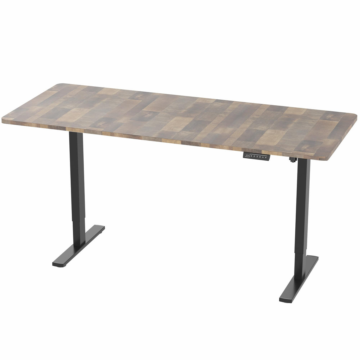 VIVO Electric 71 x 30 in Standing Desk, Memory Height Adjustment, 1B Series, Reclaimed Wood Top Black Frame, DESK-KIT-1B7P VIVO