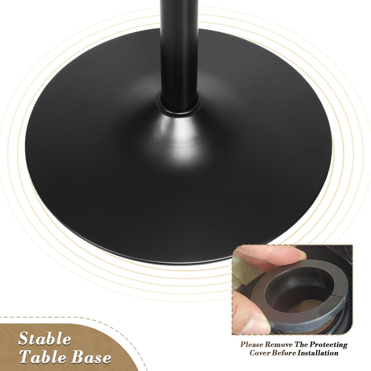 Athena Collection Round Bar Table,Adjustable Height Pub Table and 360°Swivel Bistro Table, High Top Table with MDF Desktop,Cocktail Table for Bar/Pub/Bistro(Black Rock) Athena Collection