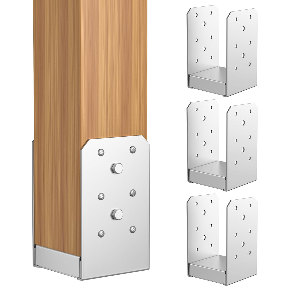 SPACEEUP 4x4 Post Base, Internal 3.5" x 3.5" Post Anchor 4pcs Adjustable Post Base Stainless Steel Concrete Post Anchor for Pavilion Deck Railing Support Decorative Anchor Plate SPACEEUP