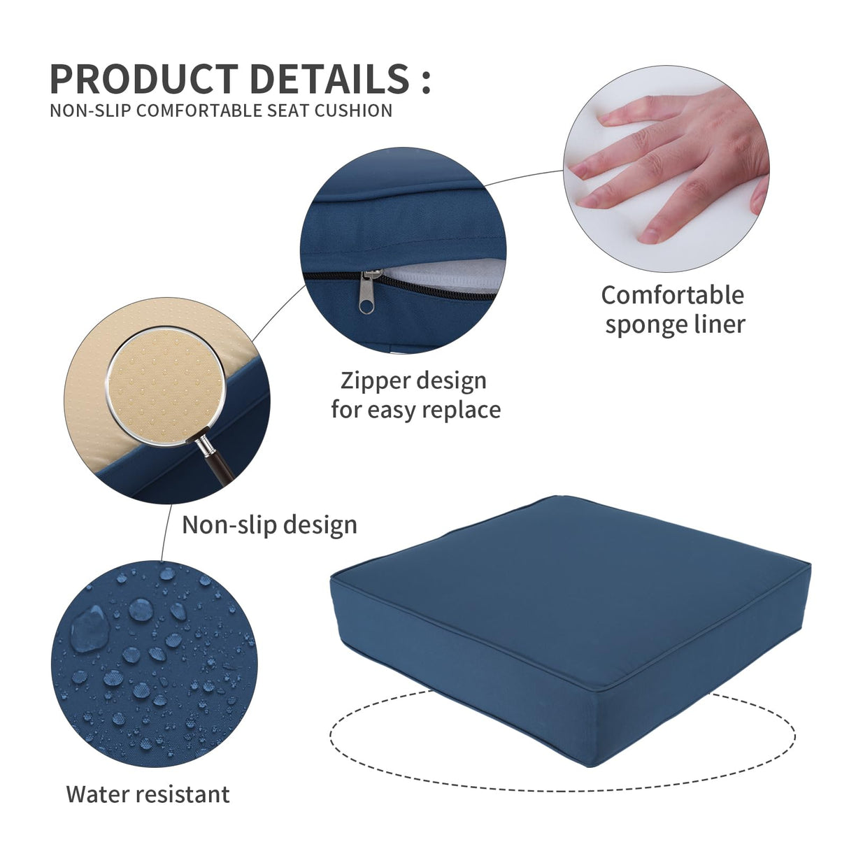 Valita Outdoor Furniture Replacement Cushions, Fits 4-seat Sectional Rattan Conversation Set, 10 Piece Patio Water-Resistant Replacement Sofa Cushions, Liner&Cover (Navy Blue) Valita