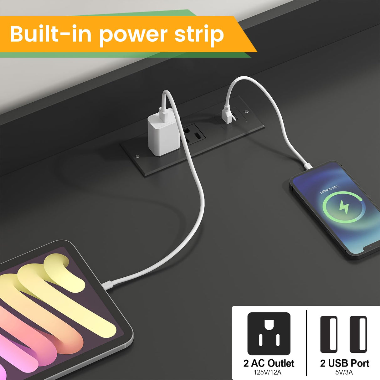 Frmobepts 6 Drawer Dresser with Charging Station and LED Light, Modern Wide Chest of Drawers for Bedroom or Living Room, 47.2" D x 15.7" W x 33.5" H, Black Frmobepts