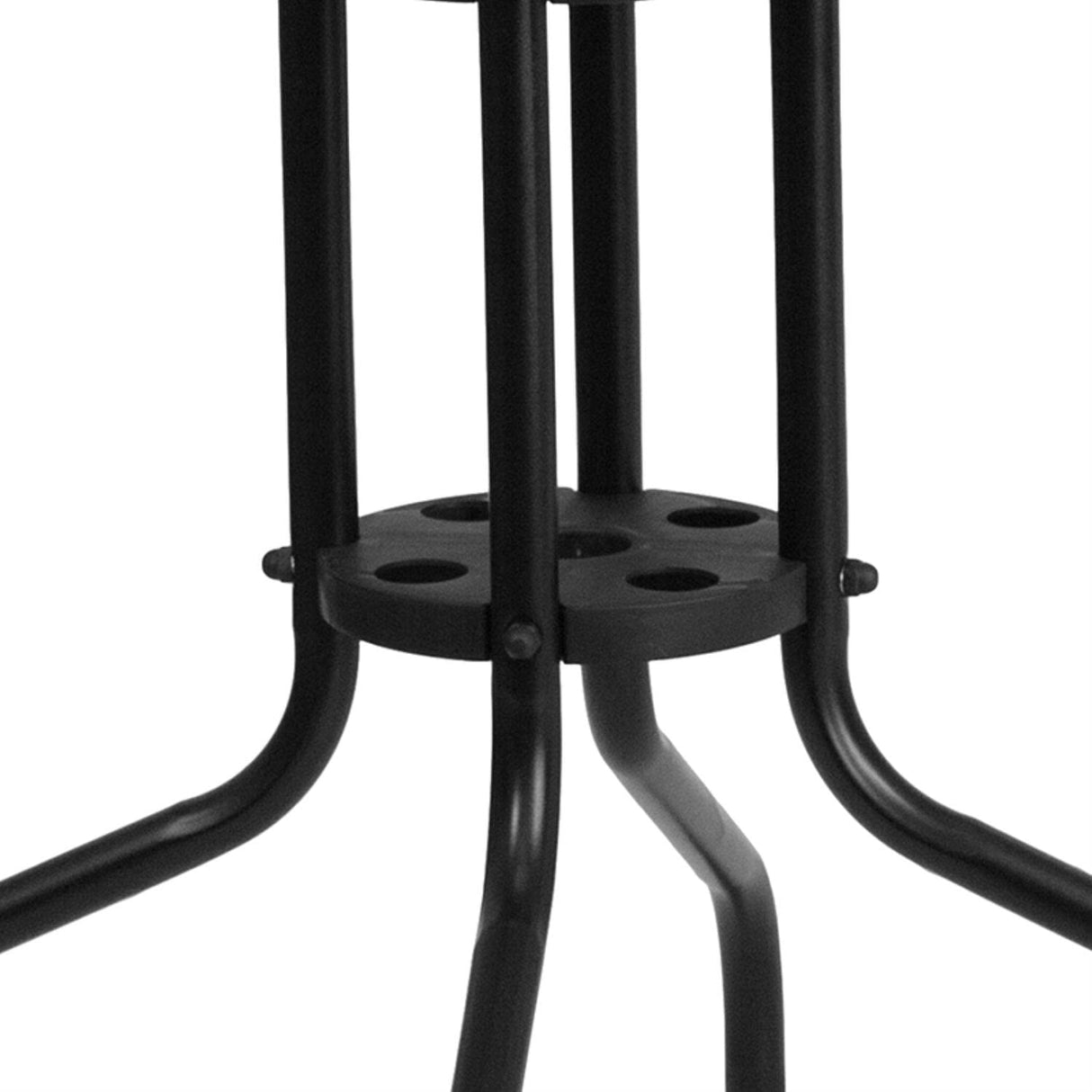 Flash Furniture Barker 28'' Square Tempered Glass Metal Table with Black Rattan Edging Flash Furniture
