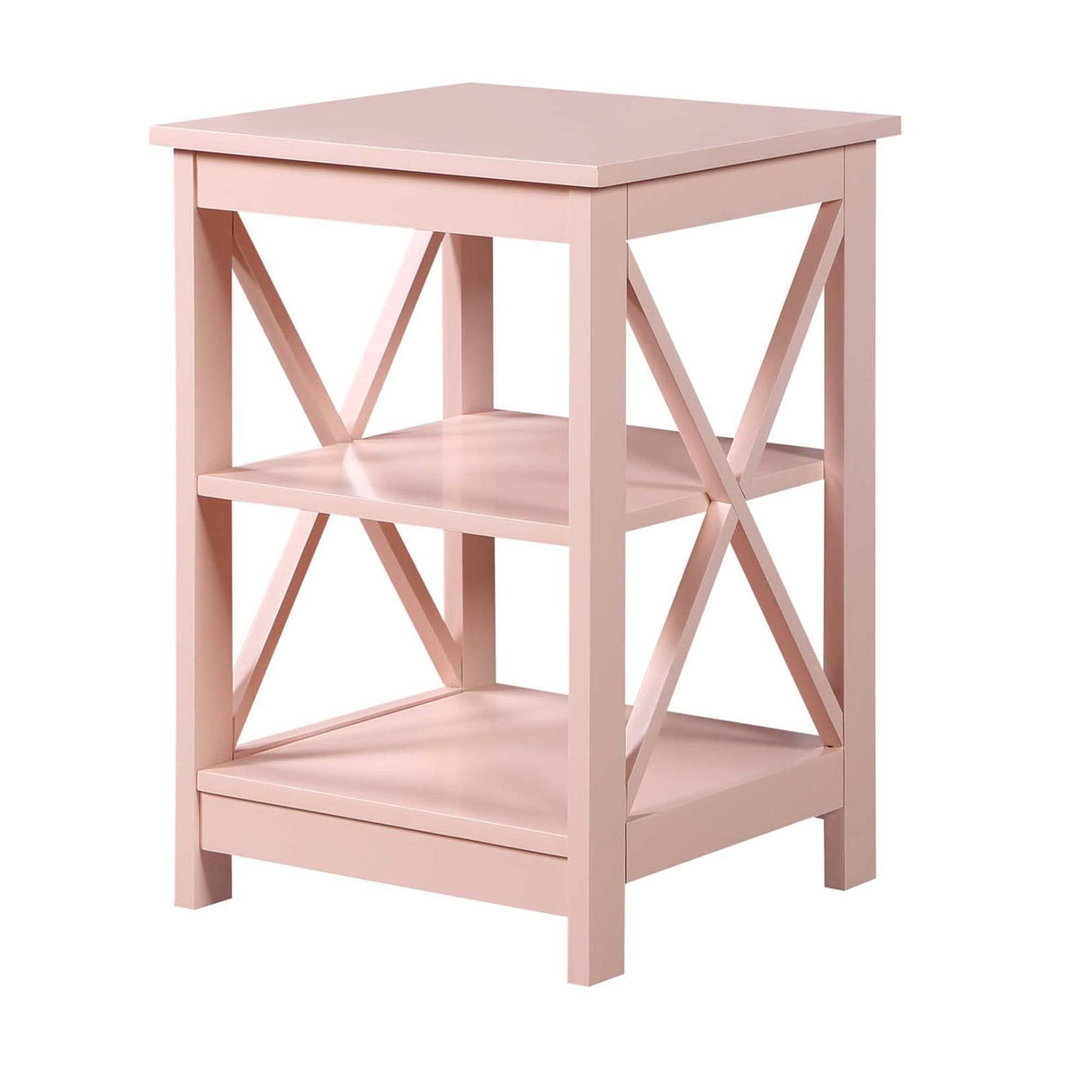Convenience Concepts Oxford End Table with Shelves, Blush Pink Convenience Concepts